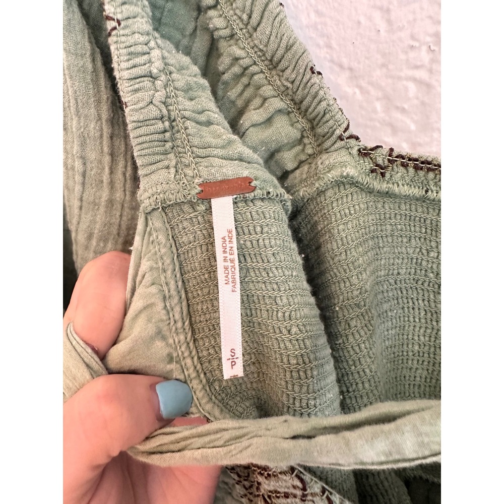 Free People Easy To Love Minidress Still Pond Green Smocked Cotton Gauze Small - Picture 5 of 5